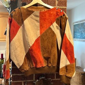 Vintage Patchwork Leather Pullover